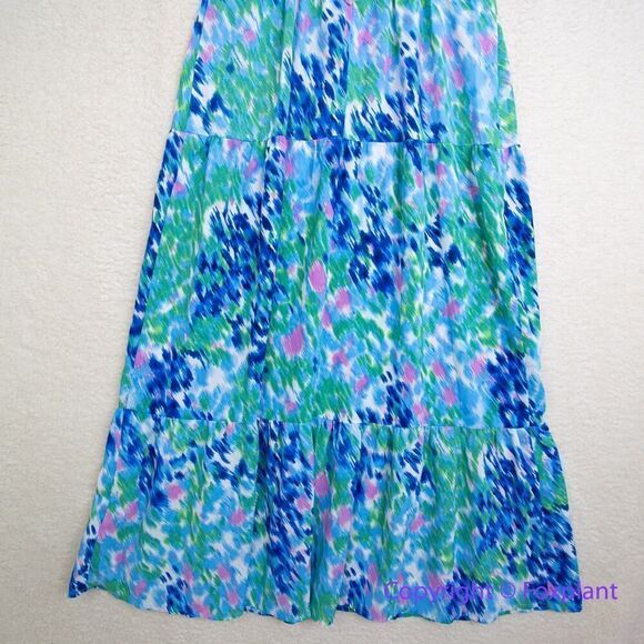 New! SAM EDELMAN  Brushstroke Print Mock Neck Dress - Blue Multi, size 10 - Picture 9 of 16